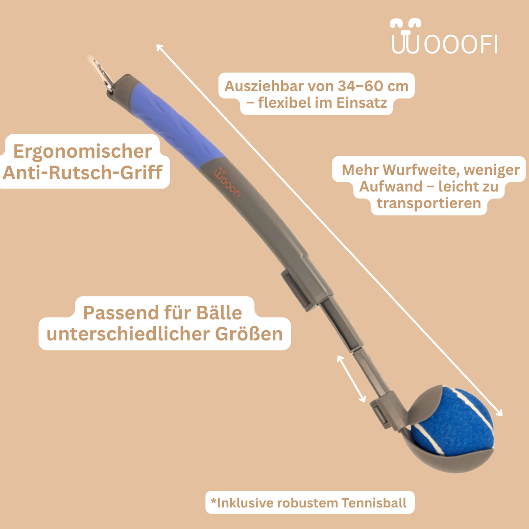 Wooofi Ballwerfer – Ausziehbar für extra Wurfweite!